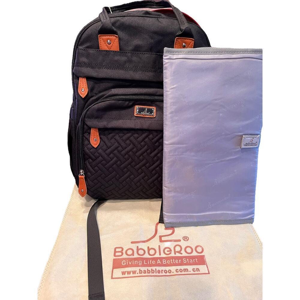 Babbleroo Backpack Diaper Bag, Multiple Pockets, Changing Pad, Insulated Pocket